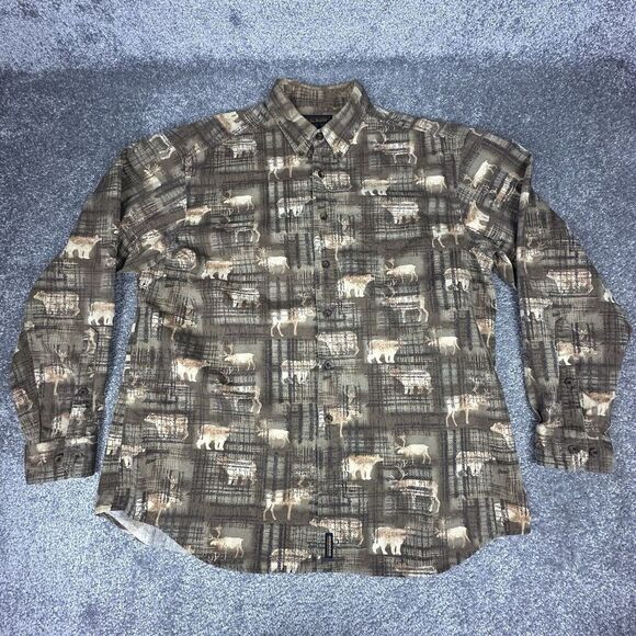 Woolrich Hunting Shirt Mens XL Animal Print Elk Bear Vintage Y2K Long Sleeve - Picture 1 of 7